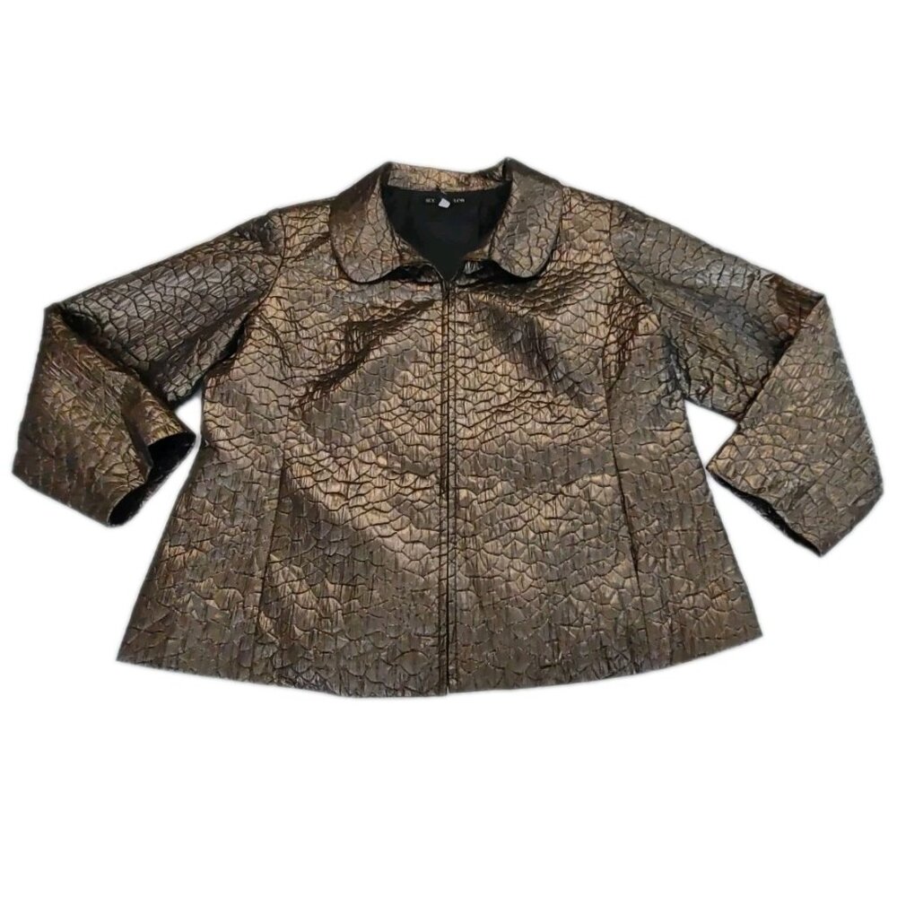 Scott Taylor Jacket Plus Size 2X Zip Complete Metallic Bronze Pockets 90s